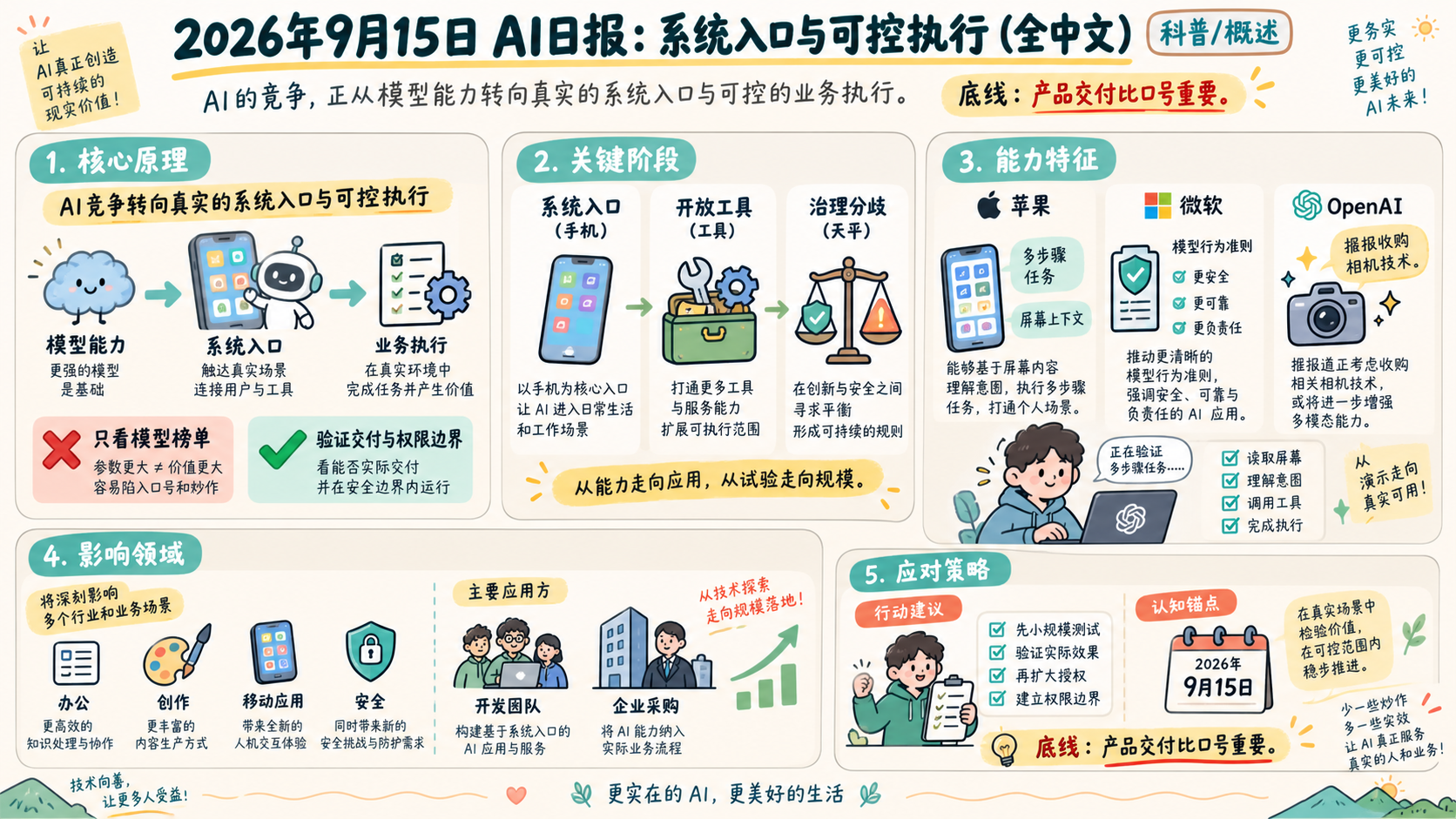 2026年9月15日AI日报中文信息图：系统入口与可控执行
