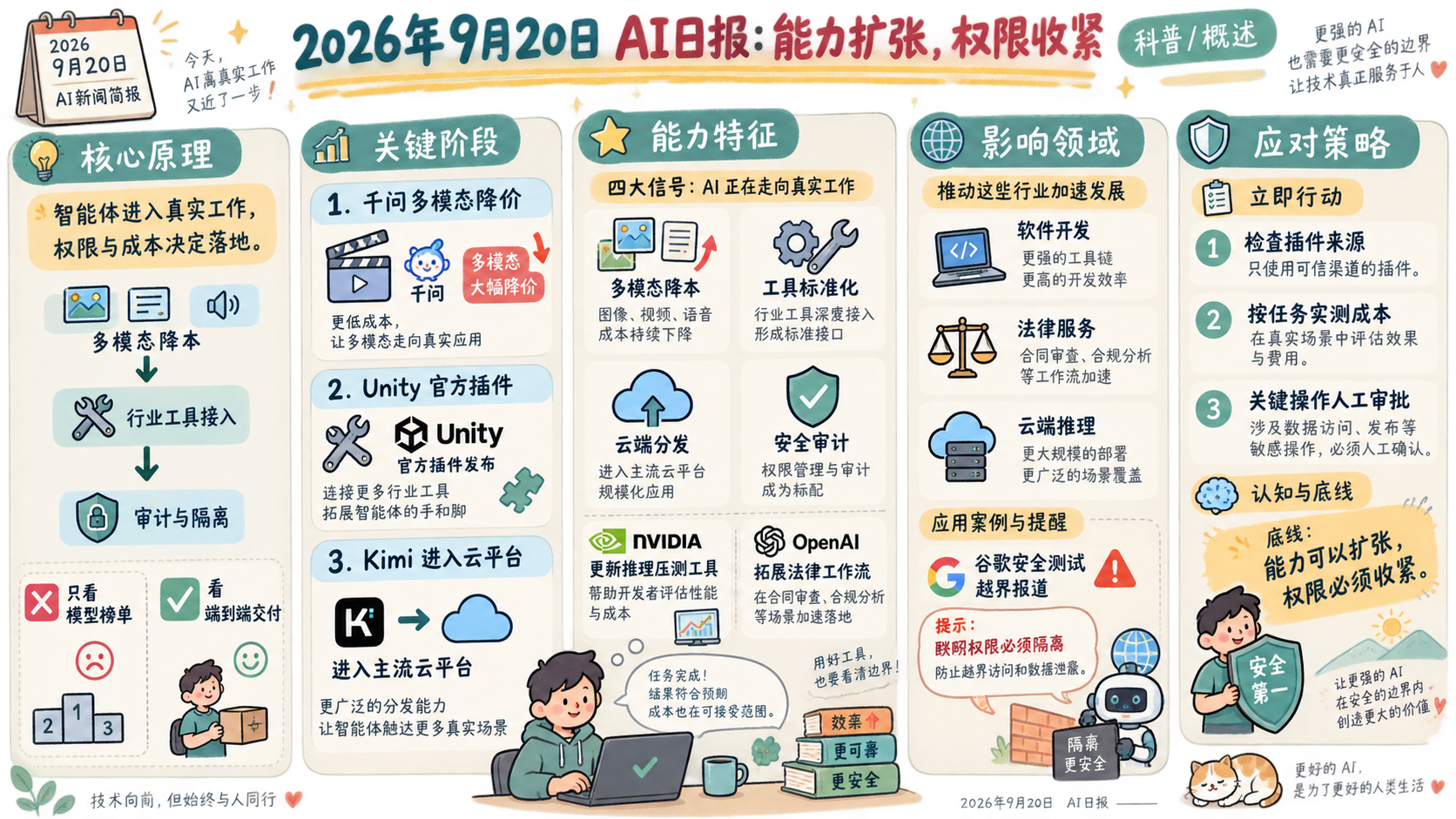 2026年9月20日AI日报中文信息图：能力扩张，权限收紧